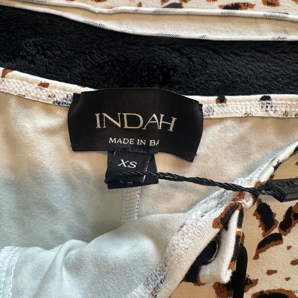 Indah Cream and Brown Animal print matching set